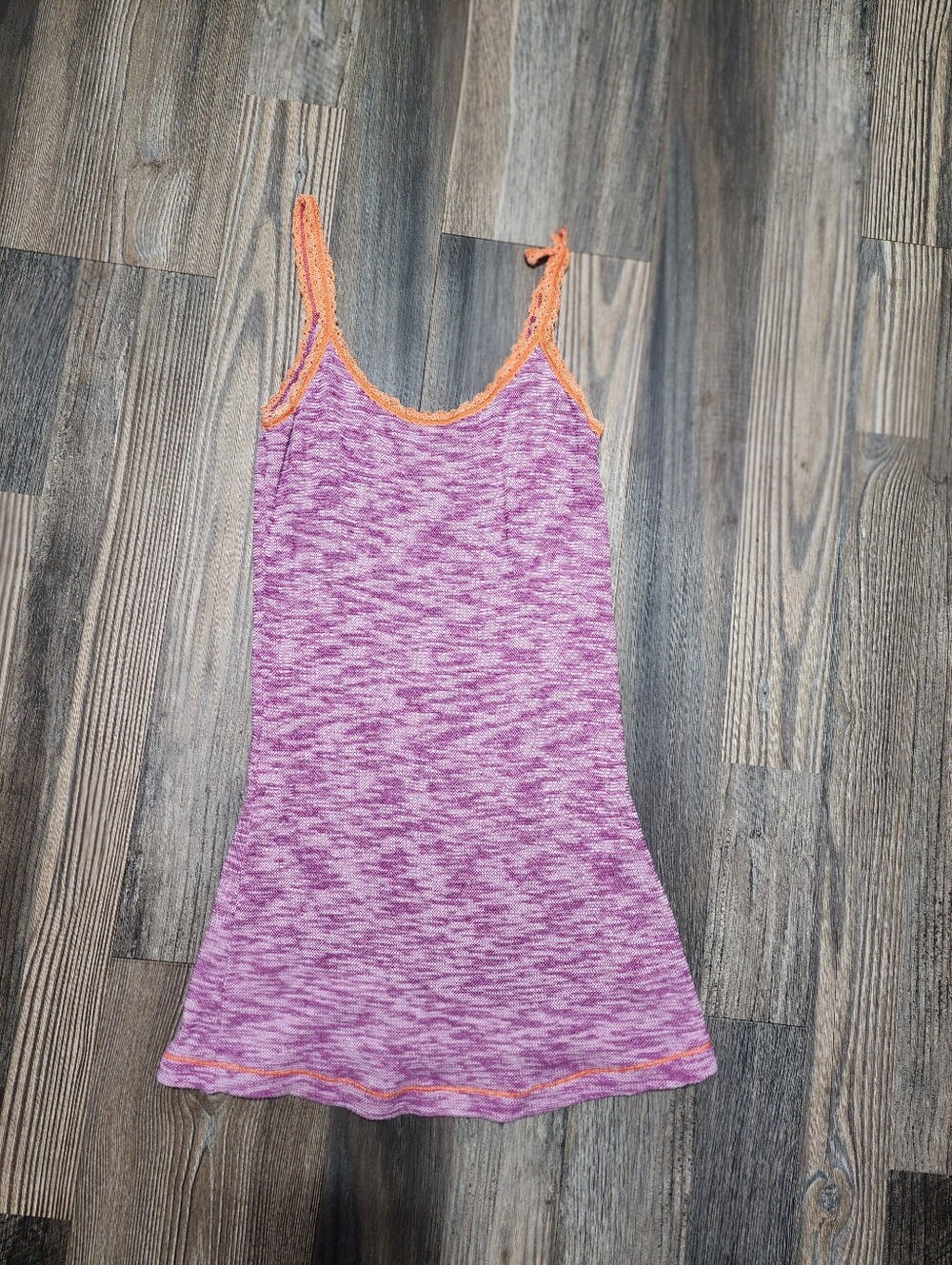Free People Purple Tank Top Orange Lace Trim Large Beach Vacation Summer
